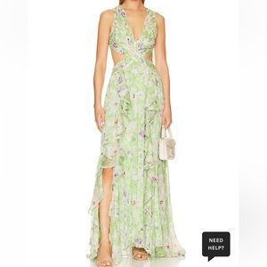 Noya dress in light green floral